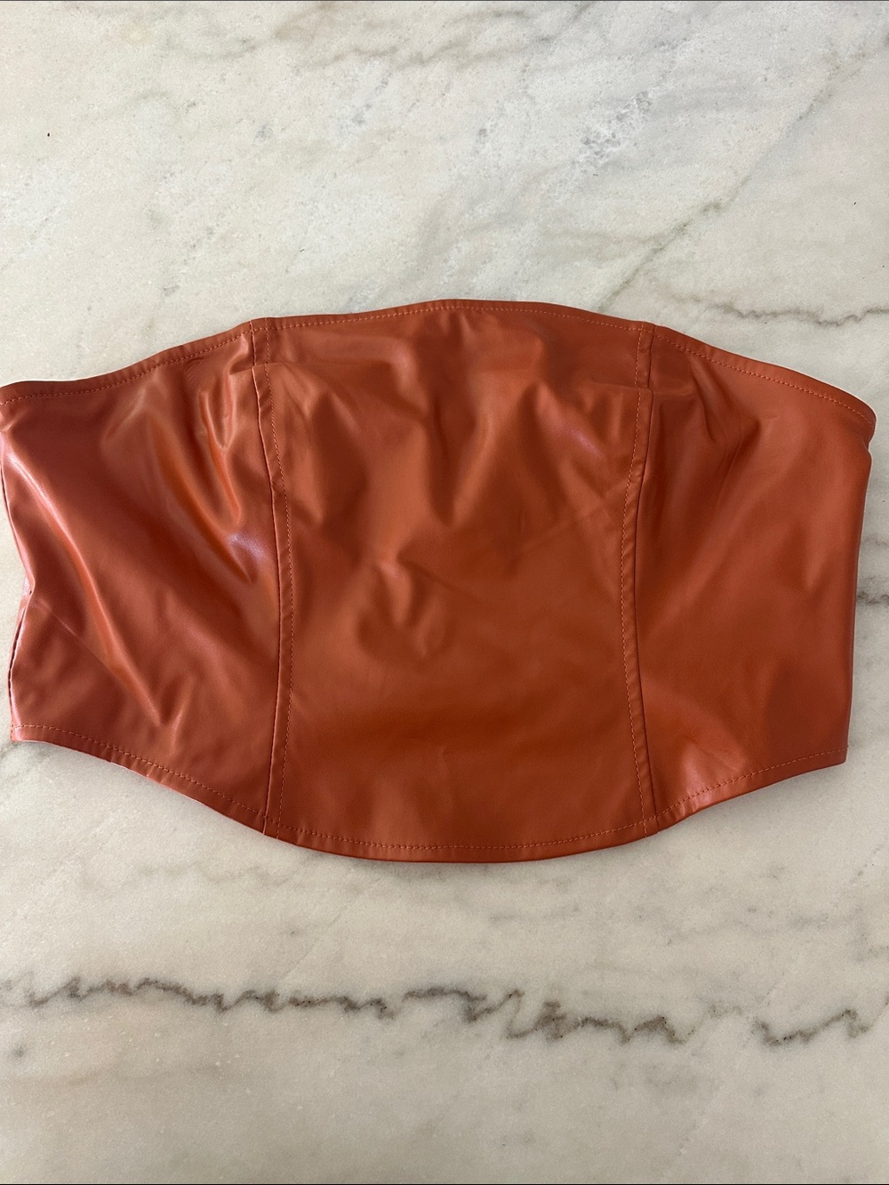 wild fable Rust Faux Leather Strapless Bustier Crop Top